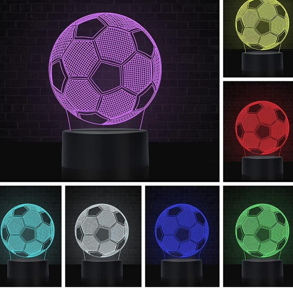 3D USB battery Soccer ball Optical Illusion lamp Night Light 7 Colors.